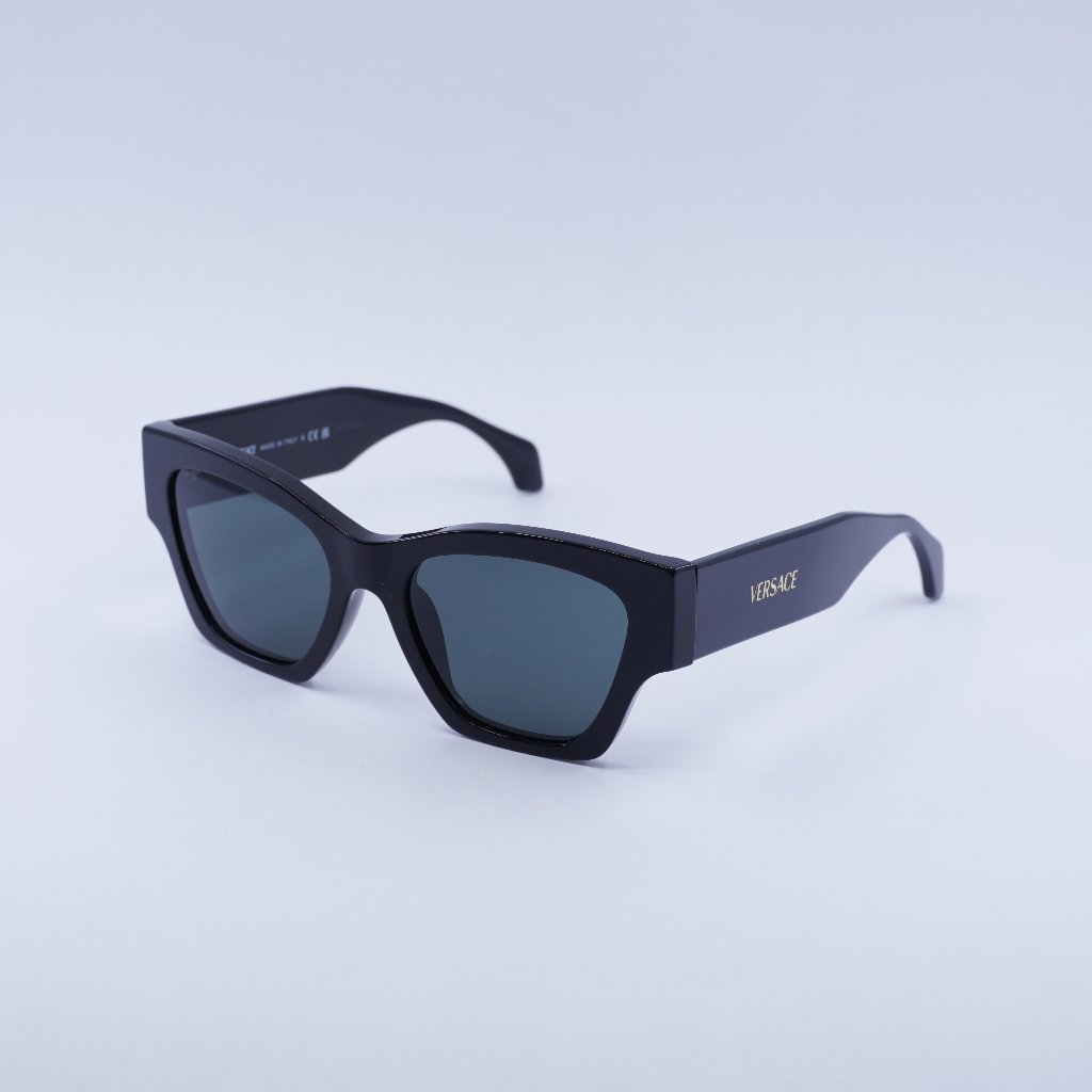 Versace Ve4492u Gb1/87 Sunglasses Black Square Frame, Dark Grey Lenses